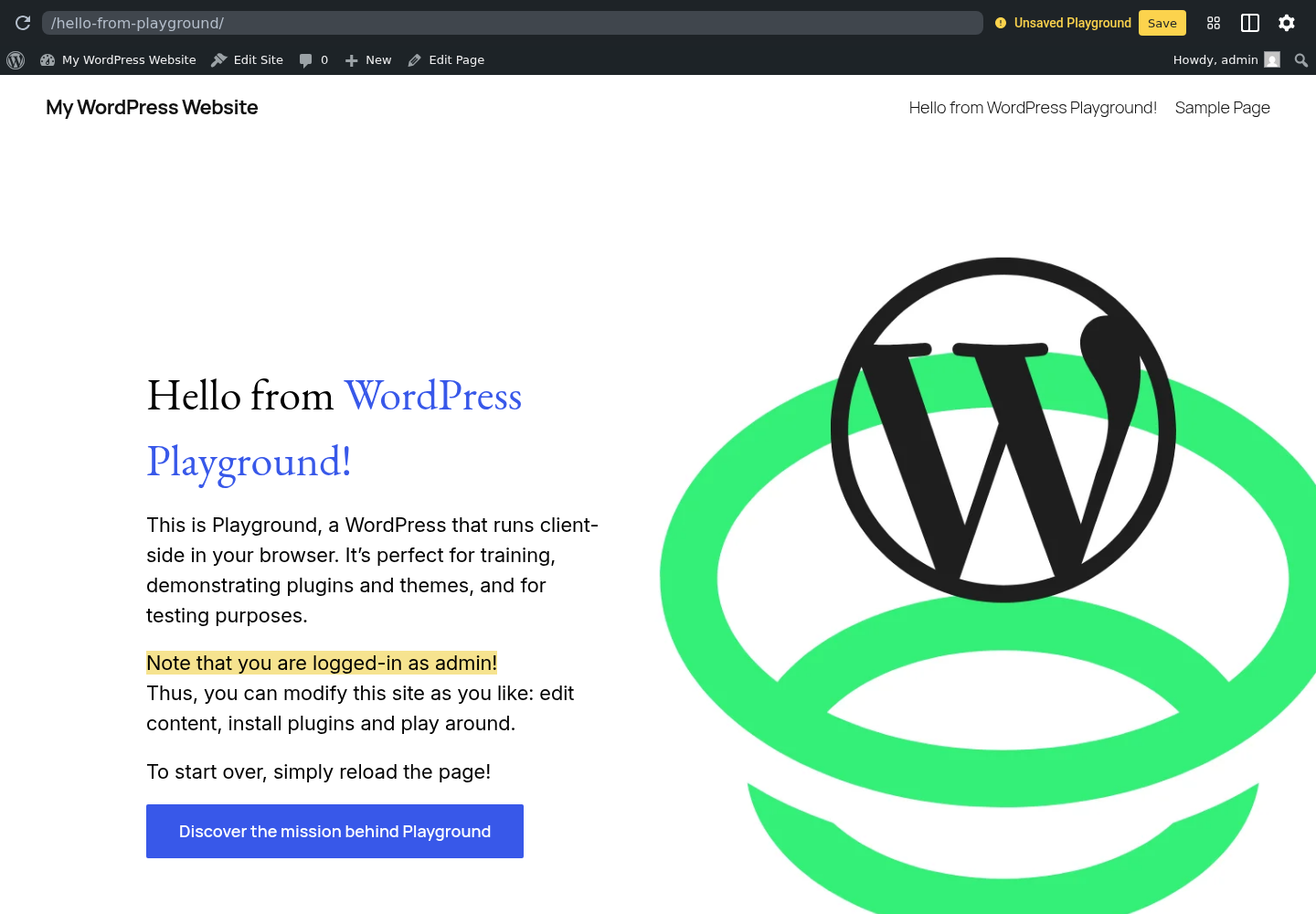 Small active WordPress site preview